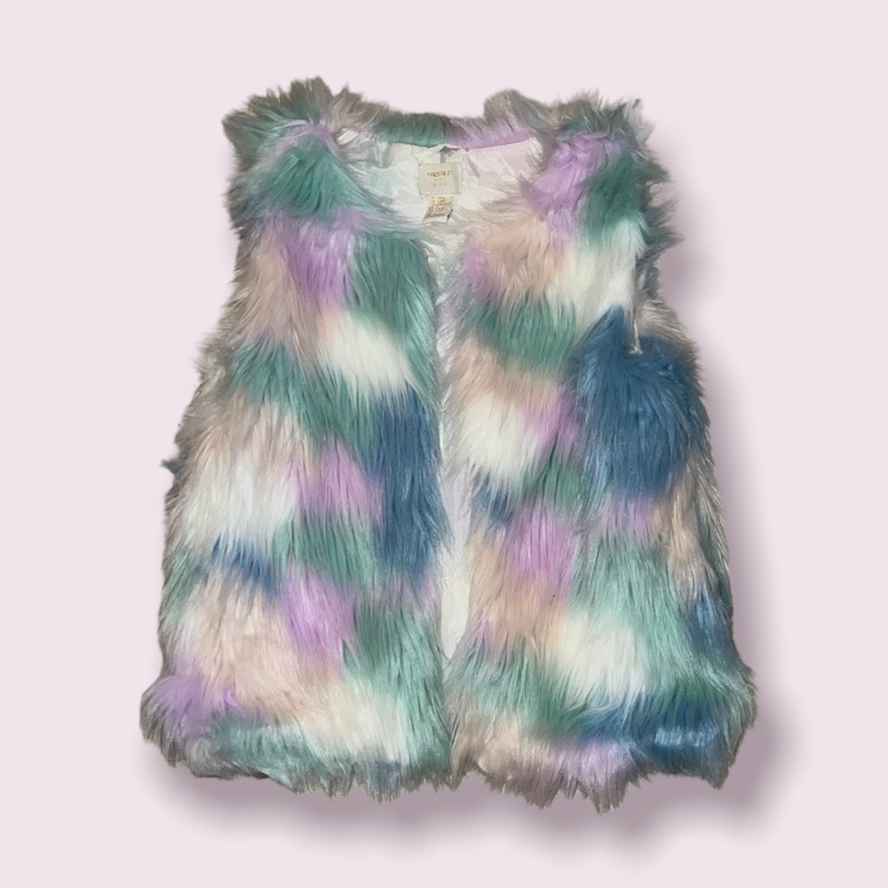 Faux fur rainbow vest
